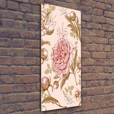 Acrylbild vertikal Pfingstrosen