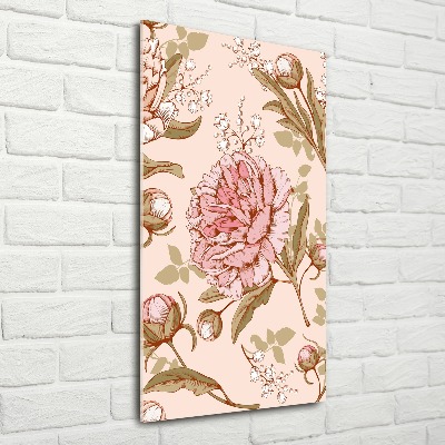 Acrylbild vertikal Pfingstrosen