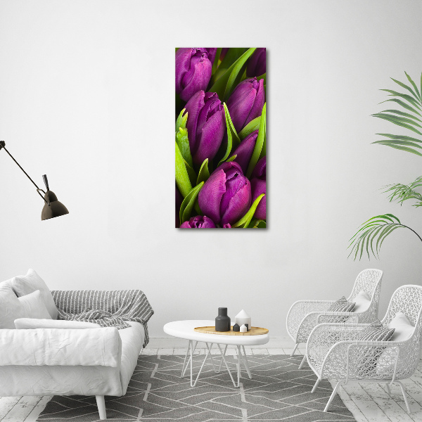 Acrylbild vertikal Lila Tulpen