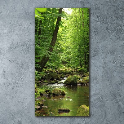 Acrylbild vertikal Fluss im Wald