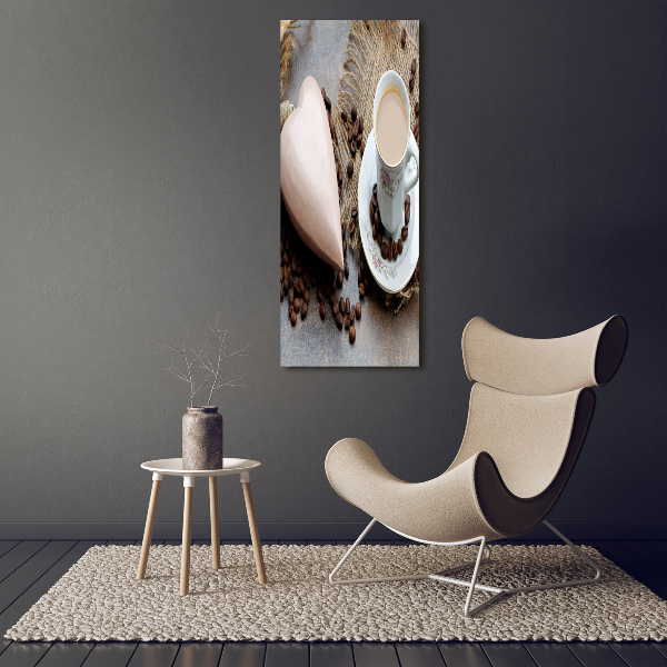 Acrylbild vertikal Kaffee und Herz