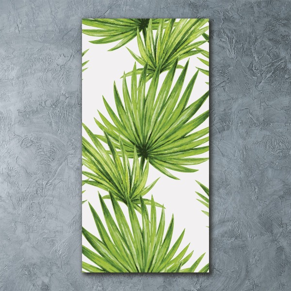 Modernes Acrylbild vertikal Tropische Blätter