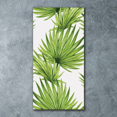 Modernes Acrylbild vertikal Tropische Blätter