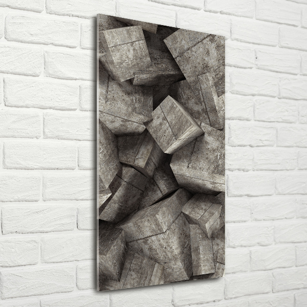 Modernes Acrylbild vertikal Betonwürfel