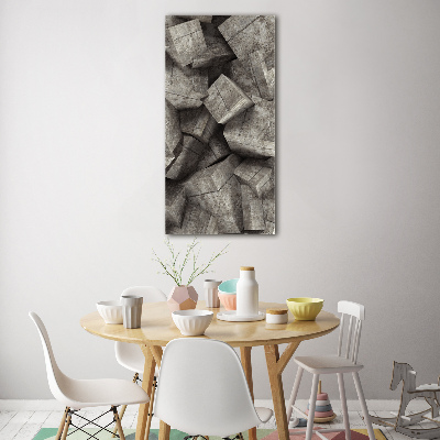 Modernes Acrylbild vertikal Betonwürfel