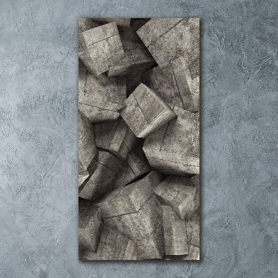 Modernes Acrylbild vertikal Betonwürfel