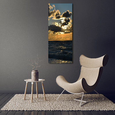 Bild auf Acrylglas vertikal Sonnenuntergang am Meer