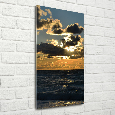 Bild auf Acrylglas vertikal Sonnenuntergang am Meer
