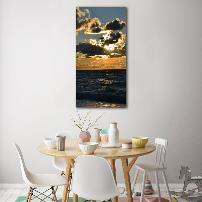 Bild auf Acrylglas vertikal Sonnenuntergang am Meer