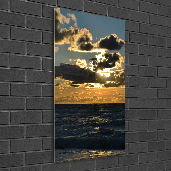 Bild auf Acrylglas vertikal Sonnenuntergang am Meer