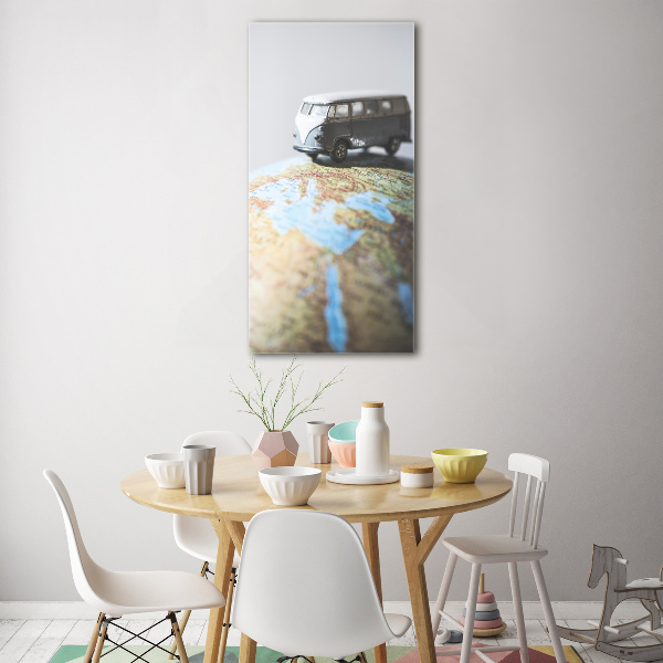 Plexiglasbilder vertikal Van auf einem Globus