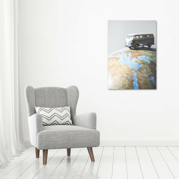 Plexiglasbilder vertikal Van auf einem Globus