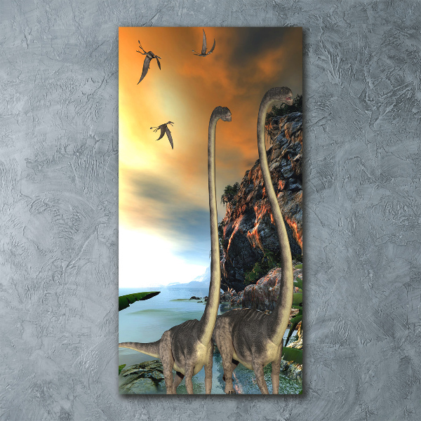 Modernes Acrylbild vertikal Dinosaurier