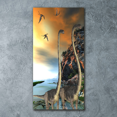 Modernes Acrylbild vertikal Dinosaurier
