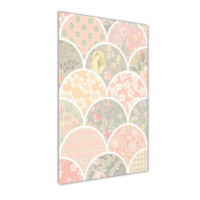 Acrylbild vertikal Blumenmuster