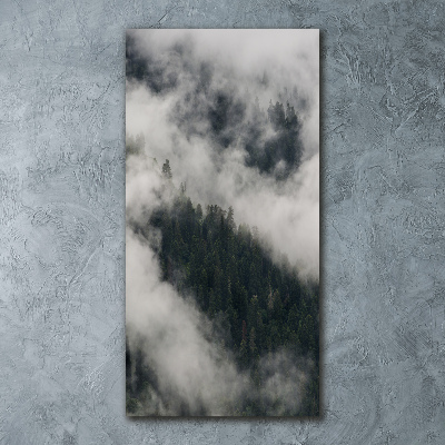 Modernes Acrylbild vertikal Eine Wolke über dem Wald