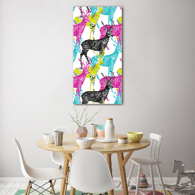 Acrylbild vertikal Bunte Hirsche