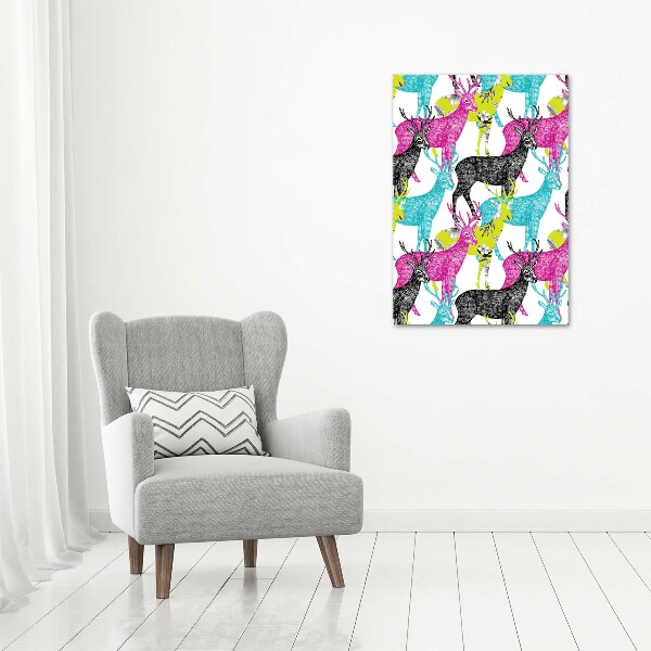 Acrylbild vertikal Bunte Hirsche