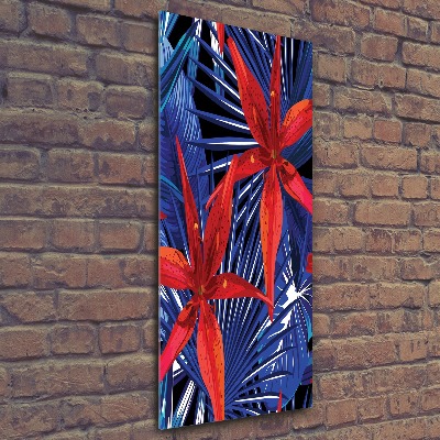 Modernes Acrylbild vertikal Tropische Blumen