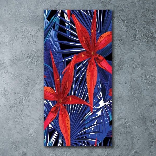 Modernes Acrylbild vertikal Tropische Blumen