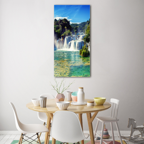 Modernes Acrylbild vertikal Krka-Wasserfall