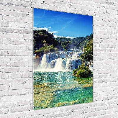 Modernes Acrylbild vertikal Krka-Wasserfall
