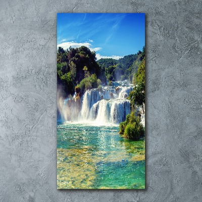 Modernes Acrylbild vertikal Krka-Wasserfall