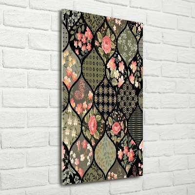 Modernes Acrylbild vertikal Blumenmuster