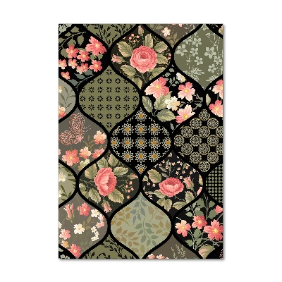 Modernes Acrylbild vertikal Blumenmuster