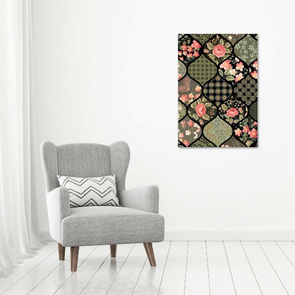 Modernes Acrylbild vertikal Blumenmuster