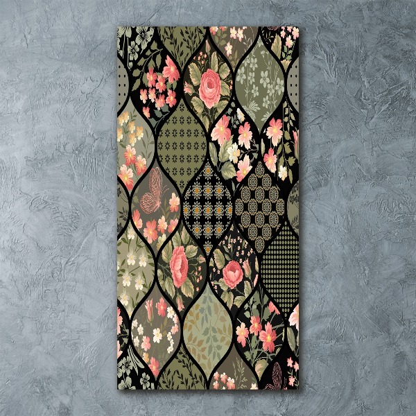 Modernes Acrylbild vertikal Blumenmuster