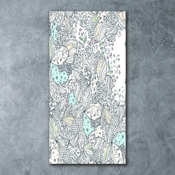 Acrylbild vertikal Blumenmuster