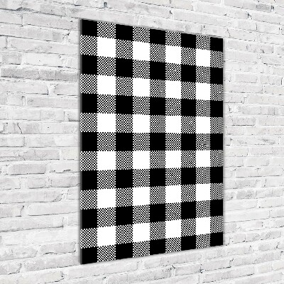 Acrylbild vertikal Schwarz-weiß kariert