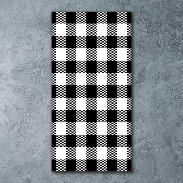 Acrylbild vertikal Schwarz-weiß kariert