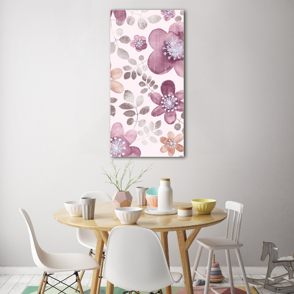 Modernes Acrylbild vertikal Blumenmuster