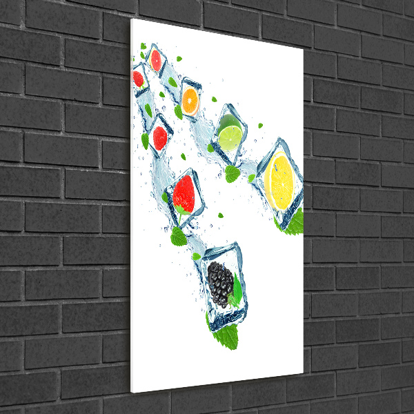 Modernes Acrylbild vertikal Obst und Eis