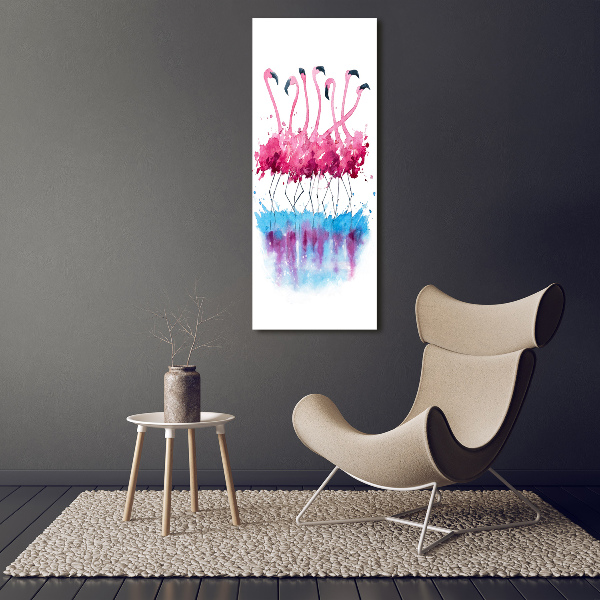 Modernes Acrylbild vertikal Flamingos