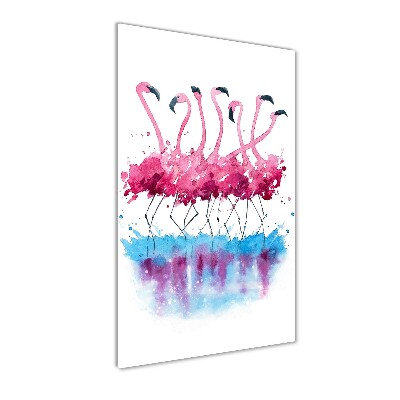 Modernes Acrylbild vertikal Flamingos