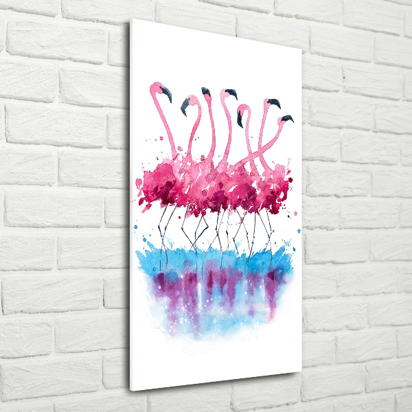 Modernes Acrylbild vertikal Flamingos