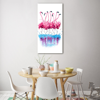 Modernes Acrylbild vertikal Flamingos