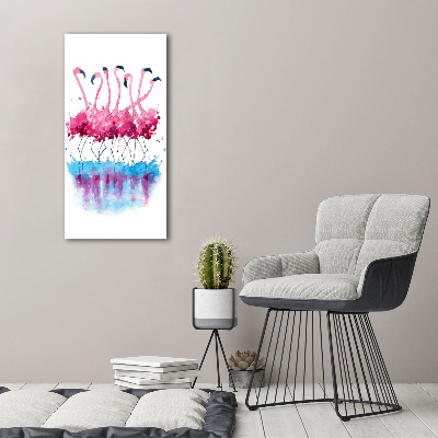 Modernes Acrylbild vertikal Flamingos