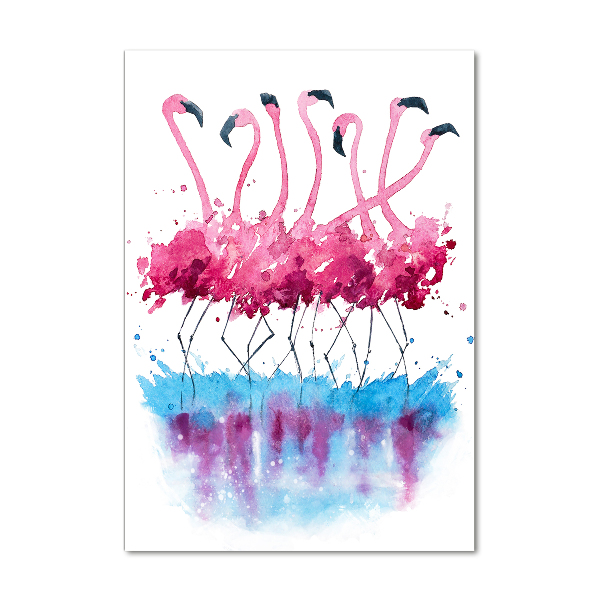 Modernes Acrylbild vertikal Flamingos