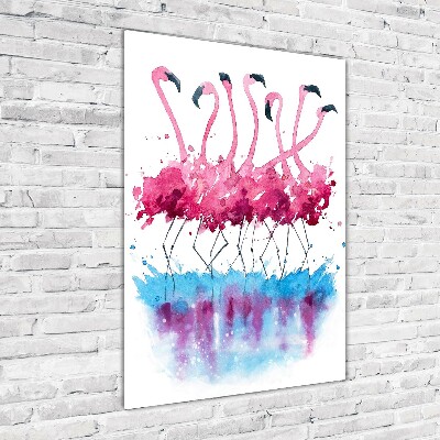Modernes Acrylbild vertikal Flamingos