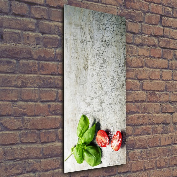 Bild auf Acrylglas vertikal Tomaten und Basilikum