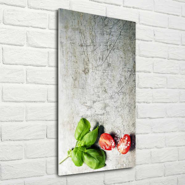 Bild auf Acrylglas vertikal Tomaten und Basilikum
