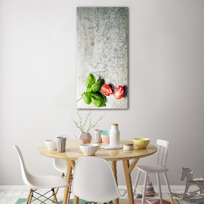 Bild auf Acrylglas vertikal Tomaten und Basilikum