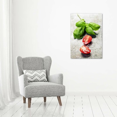 Bild auf Acrylglas vertikal Tomaten und Basilikum