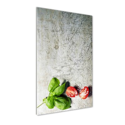 Bild auf Acrylglas vertikal Tomaten und Basilikum