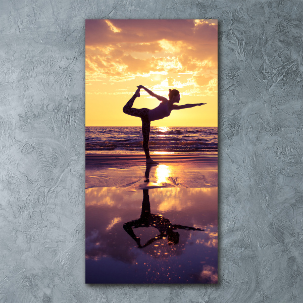 Modernes Acrylbild vertikal Yoga am Strand