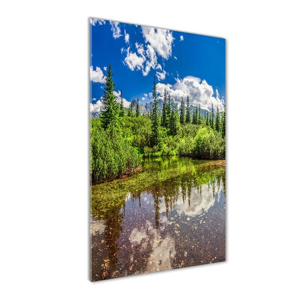 Modernes Acrylbild vertikal See in den Bergen